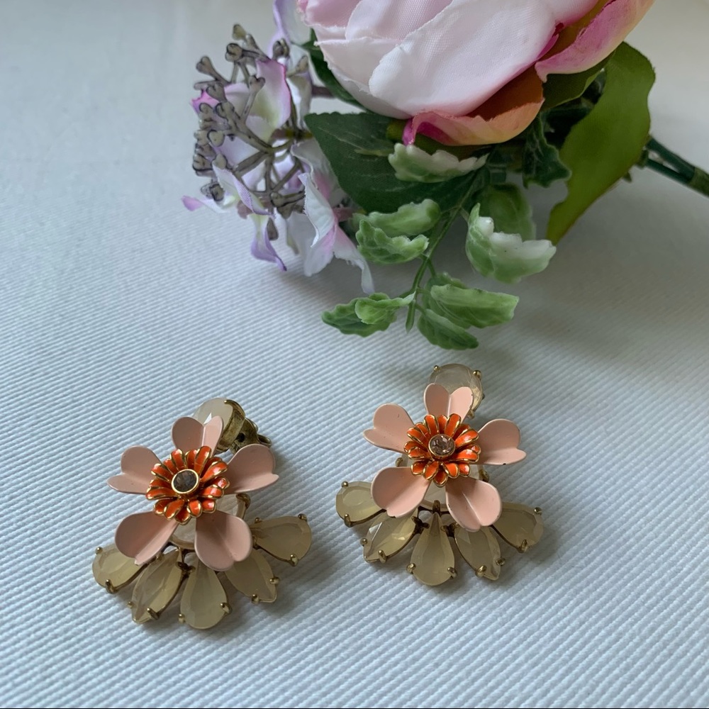 Pink Floral Drop Earrings - Unbranded